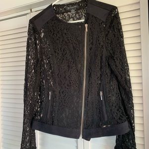 Asymmetrical lace jacket by INC